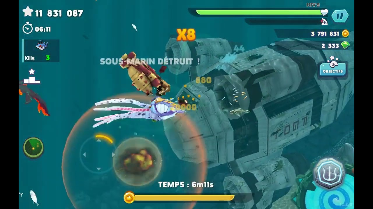 J'essaye le Kraken 🐙🦑 avec vous ( Hungry shark évolution )