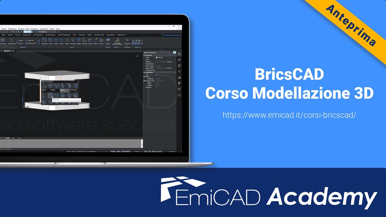 BricsCAD - corso modellazione 3D generica