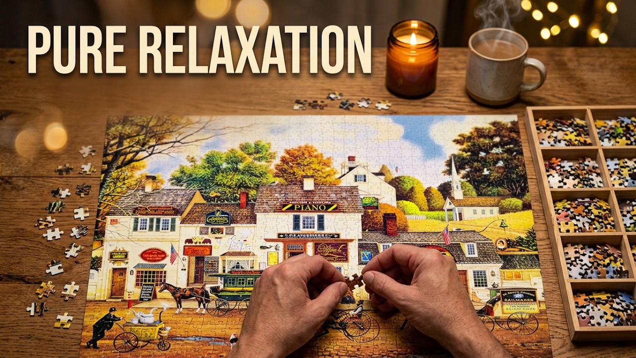 A Cozy Olde Americana Time Lapse Puzzle Build With Relaxing Piano