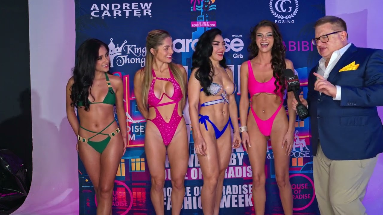 Models Brianan Brelina Athena Shereen interviewed at House of Paradise at Miami Art Week