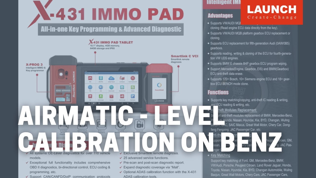 IMMO PAD | Airmatic - level calibration on Benz | LAUNCH