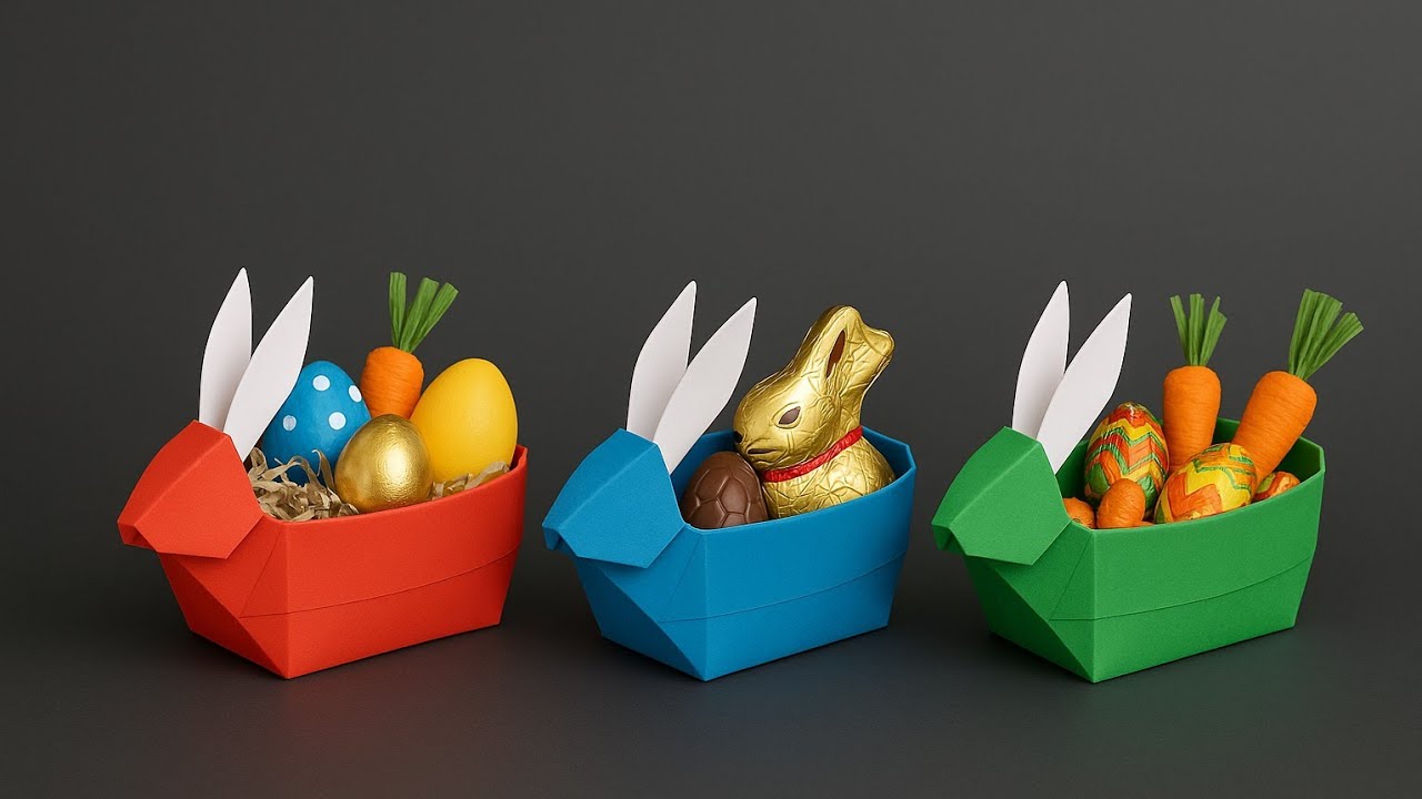 Origami: Easter Bunny Box / Basket - How to fold
