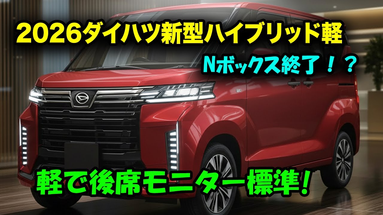 ダイハツ新型軽自動車新登場、ストロングハイブリッド搭載！パノラマルーフ＆後席モニター標準装備、これは軽自動車の革命だ！
