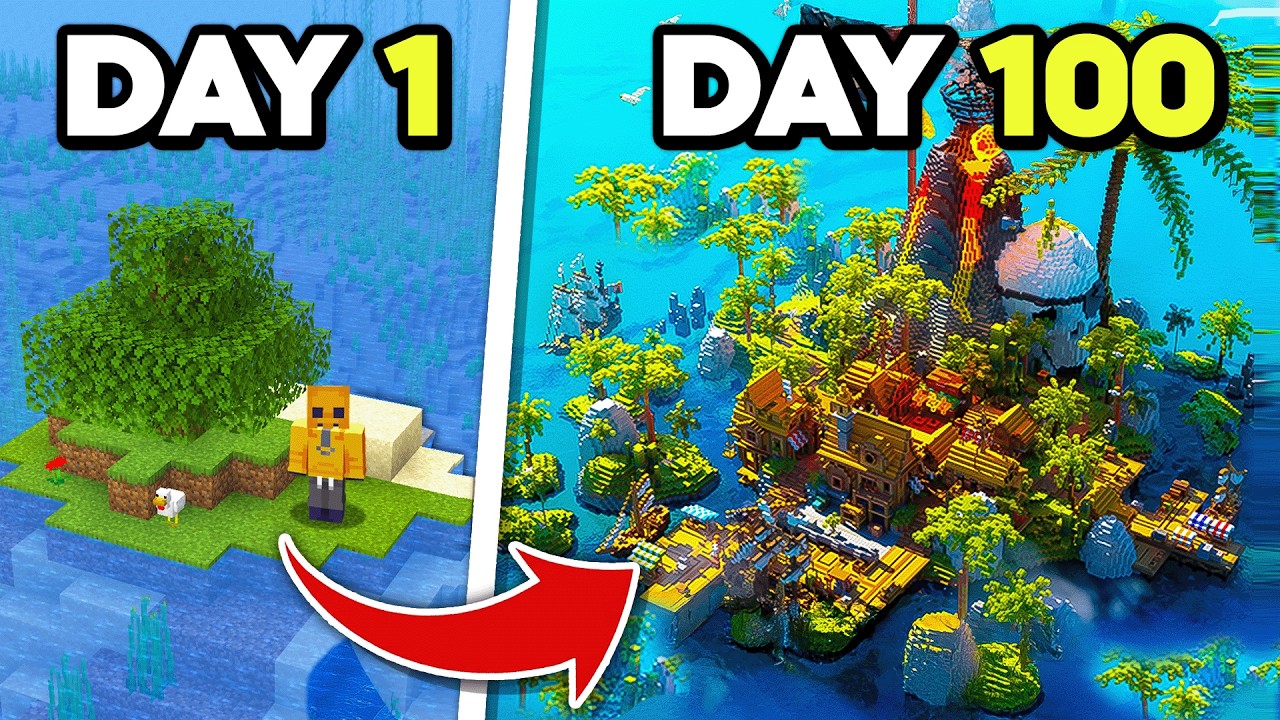 Я выжил 100 дней на необитаемом острове в Minecraft Hardcore