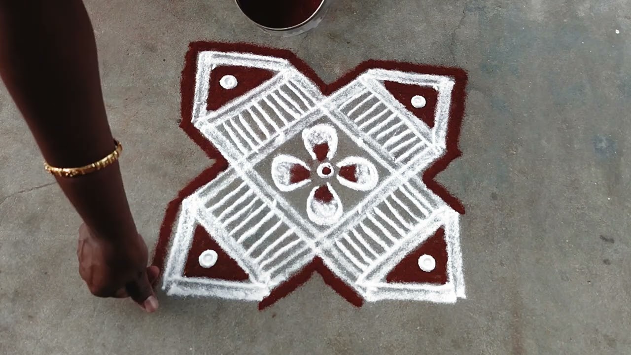 Kavi padi kolam | double line kolam | simple and easy kolam | daily kolam | muggulu | Rovi Rangoli |