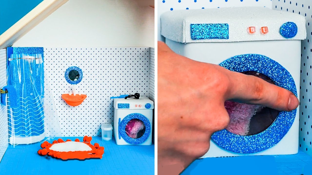 MINIATURE BATHROOM MAKING BY YOURSELF || Amazing Doll DIYs For The Whole Family
