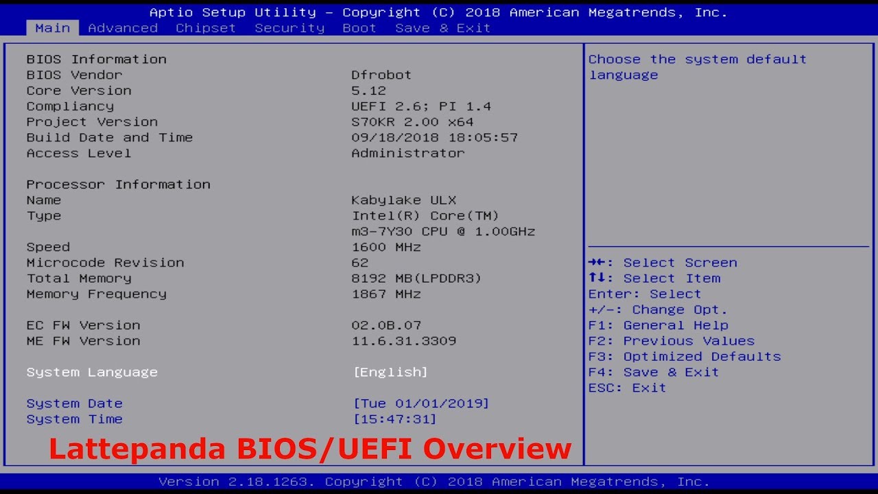 Lattepanda Alpha BIOS Overview