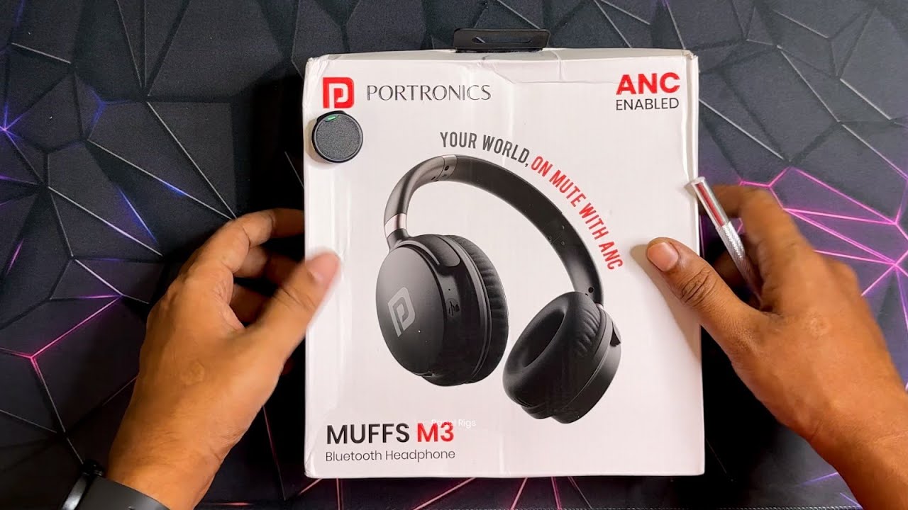 Распаковка Portronics Muffs M3 – беспроводные наушники с активным шумоподавлением (40 часов)