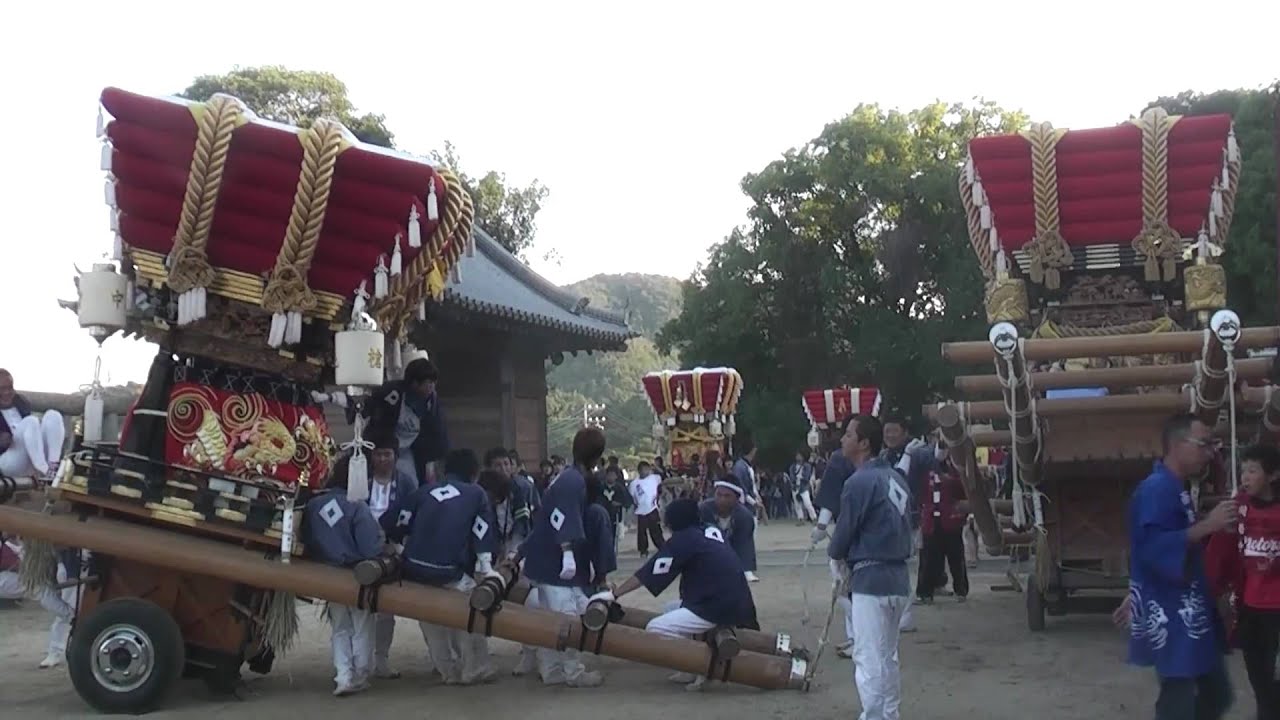 平成22年南あわじ市湊口八幡神社秋祭り 毛槍 宮練り 淡路だんじり