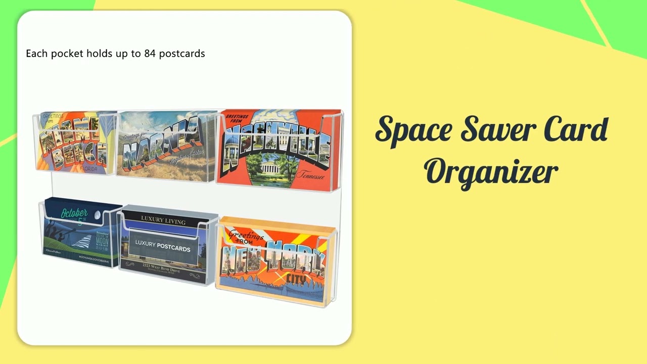 Wall Postcard Holder 6 Pocket Organizer Clear Acrylic for 6