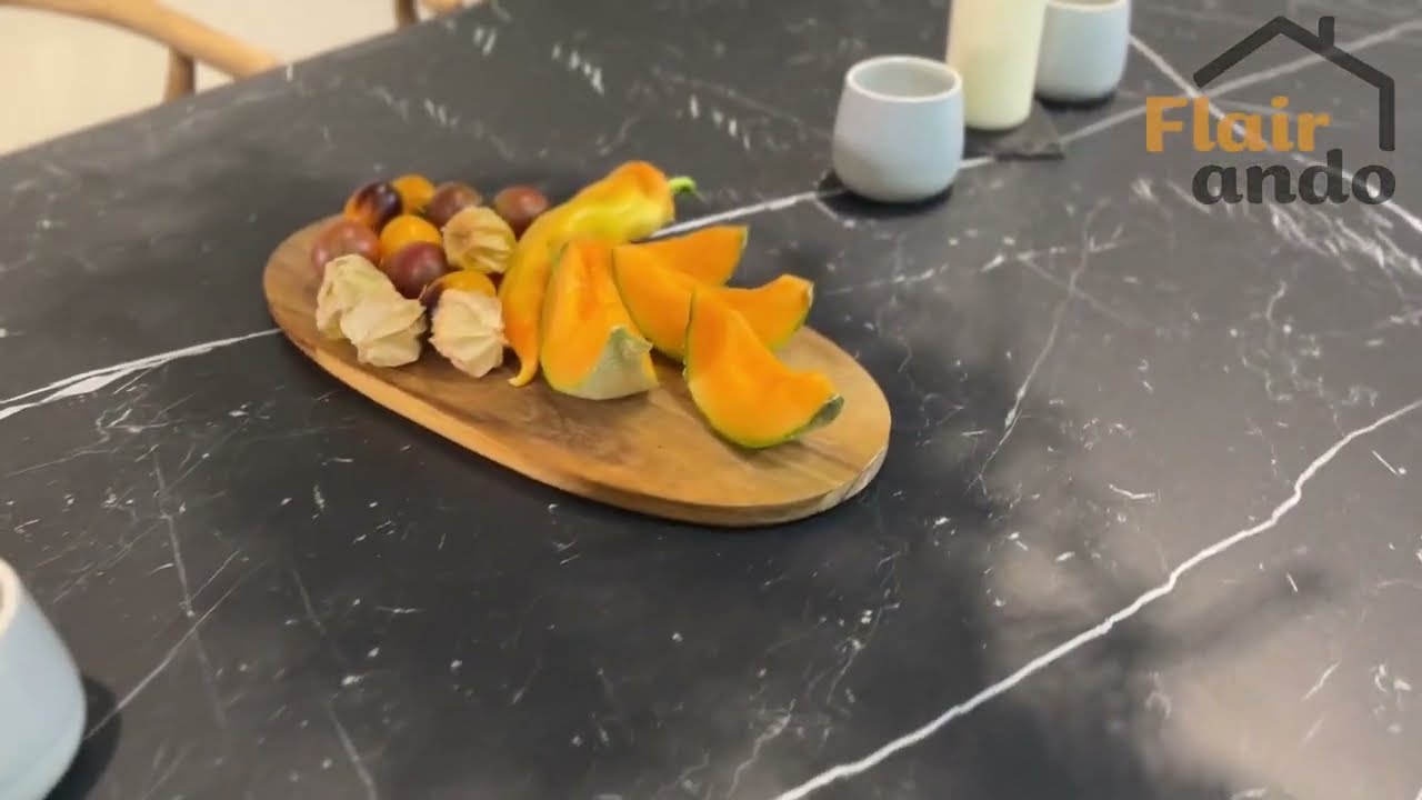Tisch Keramik Marmo Marquina Flachstahl-Gestell 240x99,8 cm Esstisch aus italienischer Keramik