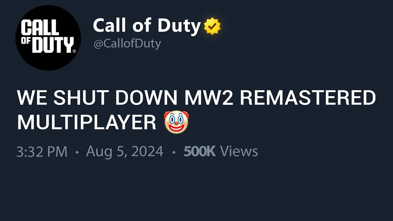GOODBYE MW2 REMASTERED MULTIPLAYER.. 💔