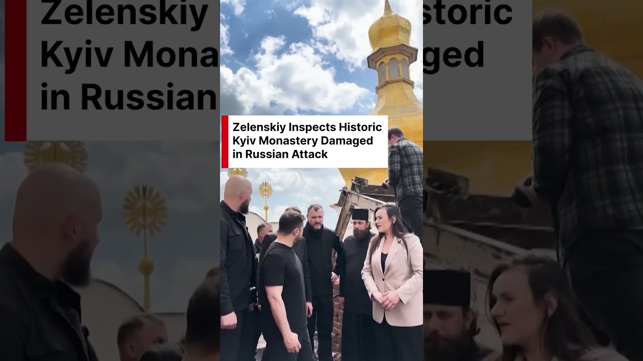 Zelenskiy Inspects Historic Kyiv Pechersk Lavra Monastery After Russian Strike | DWS News | AH1C