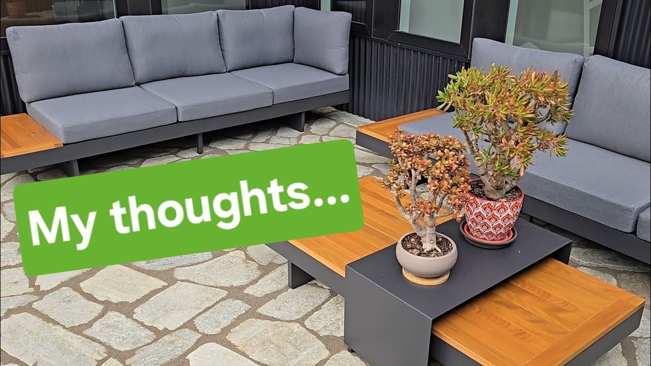 Quick review of the homary 6 Piece Aluminum & Teak Outdoor Sofa Set Patio Sectional