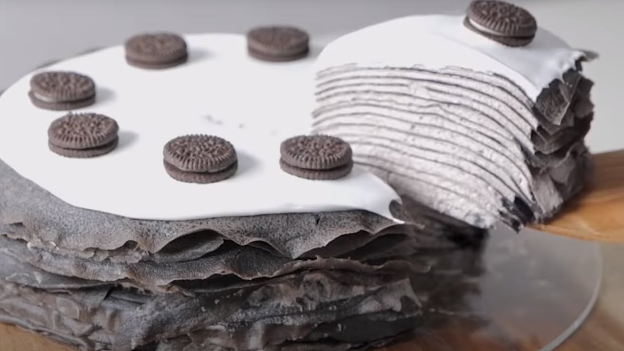 오레오 크레이프 케이크 만들기 Oreo Crepe Cake Recipe | 한세