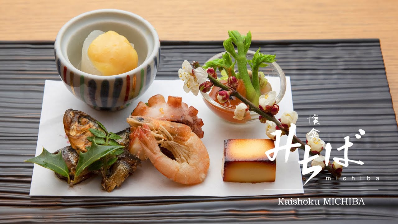 懐食みちば｜2020年2月のランチ：春の料理。おすすめの、春の吹き寄せ椀、山菜揚げ、メジマグロ刺身、あんこう鍋、鯛しゃぶ、和牛ローストビーフなど。
