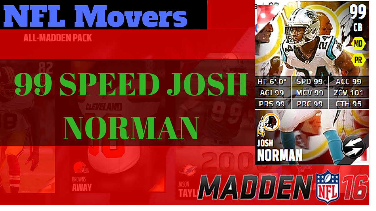 99 Josh Norman is insane!! 99 Speed Corner!!!! ( NFL Movers)