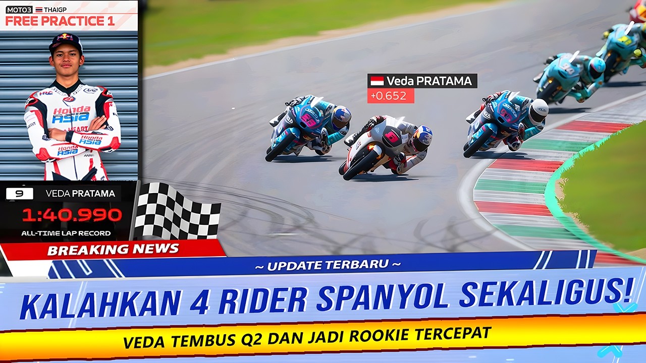 LIBAS 4 RIDER SPANYOL! VEDA TEMBUS Q2 DAN JADI TERCEPAT DI FP1 MOTO3 THAILAND 2026