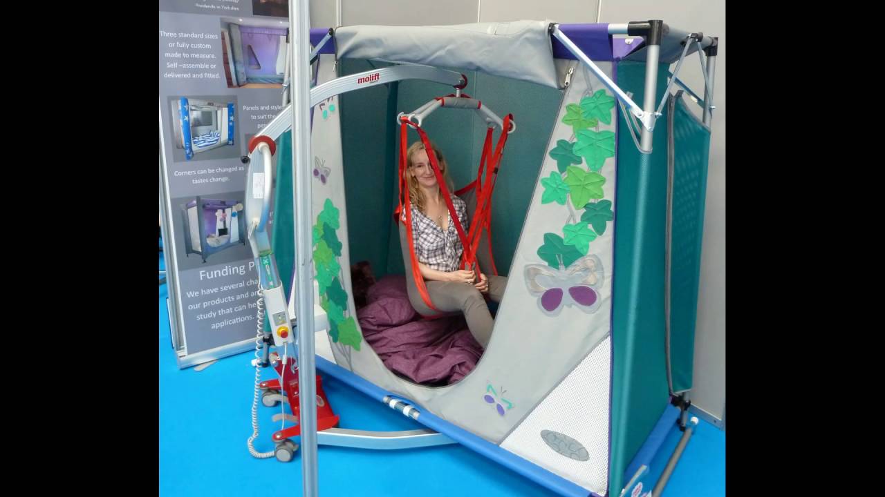 Special needs travel bed used with mobile hoist.