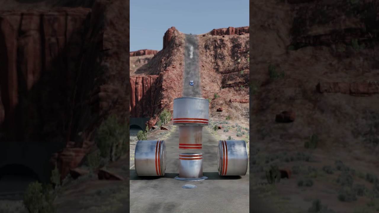Car vs Multiple Bollard Barrier Crashes &ndash; BeamNG drive  #shorts #shortsvideo #viral