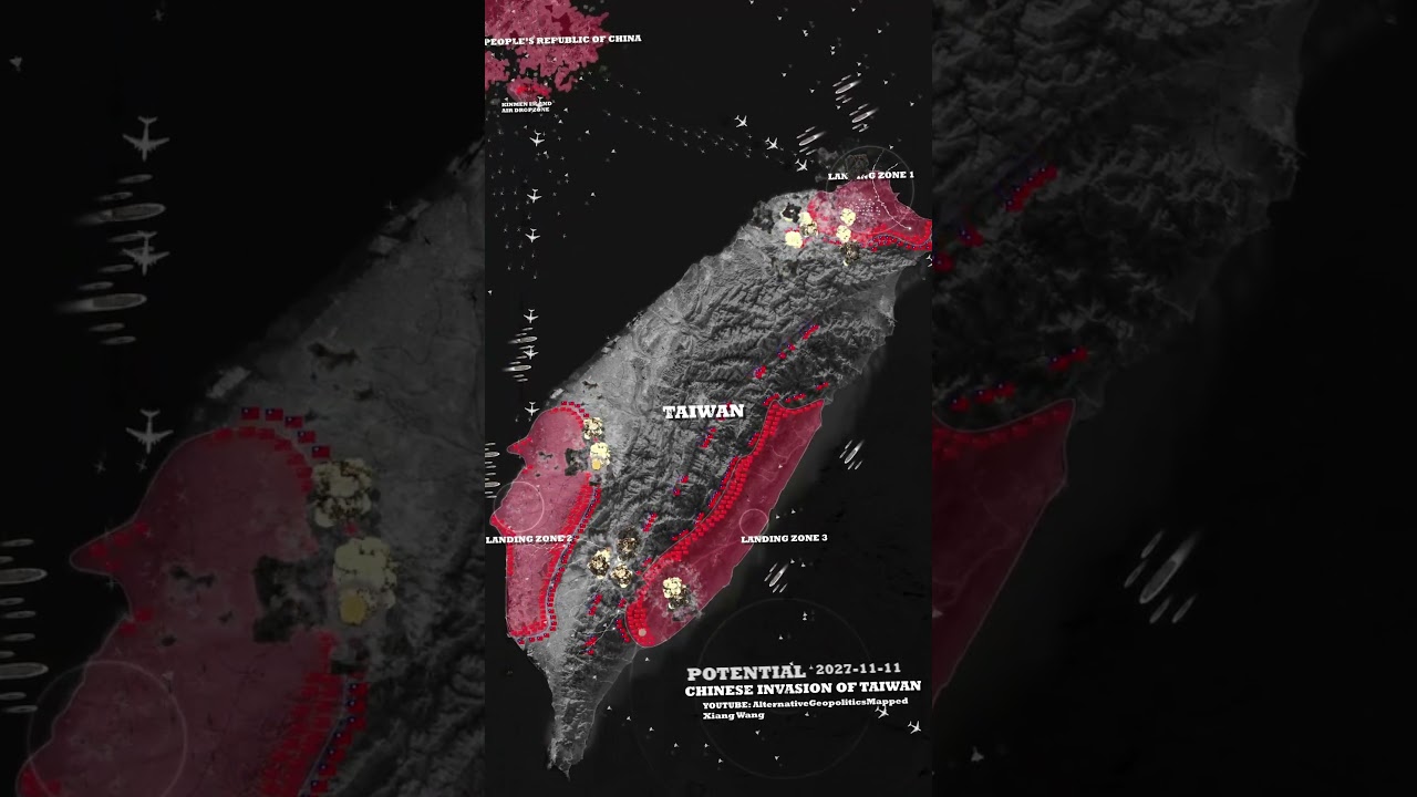 Chinese Invasion of Taiwan Animated with Google Map [Fictional]