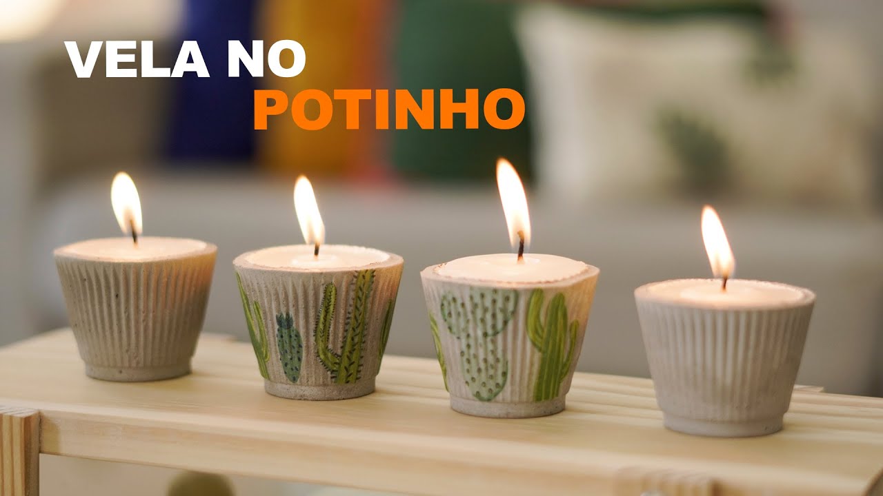 FAÇA VELA NO POTINHO DE CIMENTO - FAÇA VOCÊ MESMO/DIY