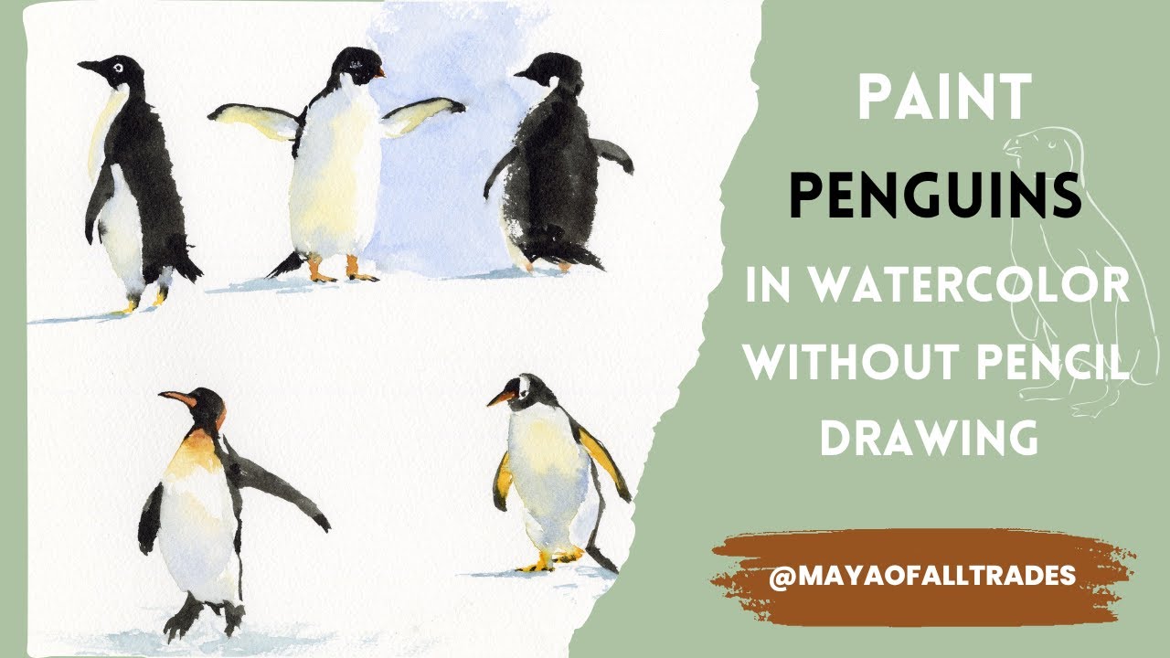 How to Paint Penguins Without Pencil Drawing