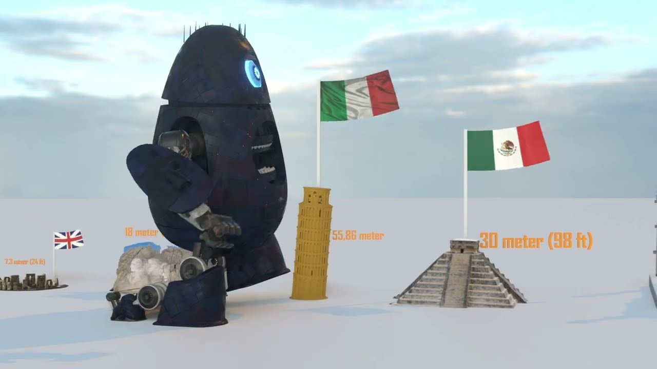 Alien Probe vs. Iconic Landmarks: Height Comparison You Won't Believe! 🚀🗼