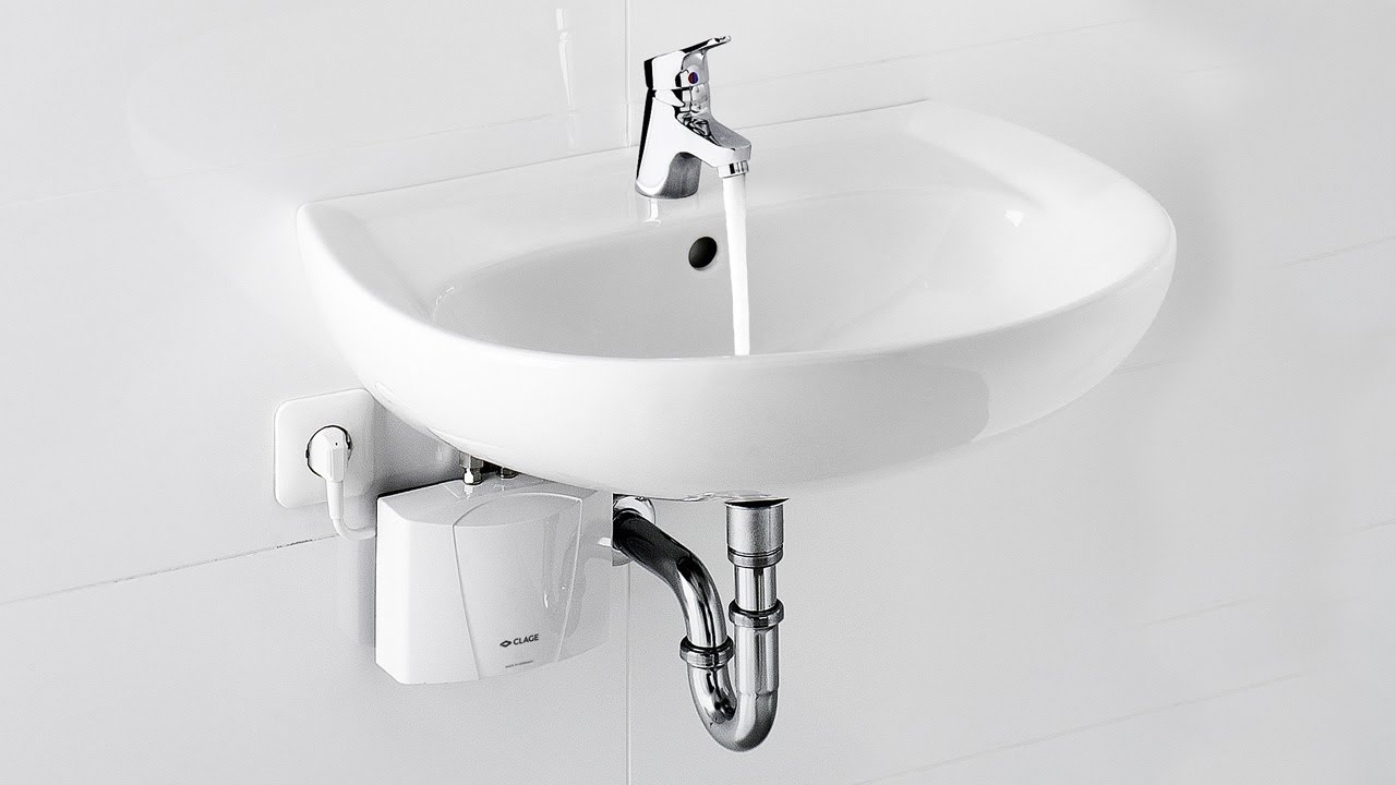 M – installation and mounting of the mini instant water heater at a washbasin
