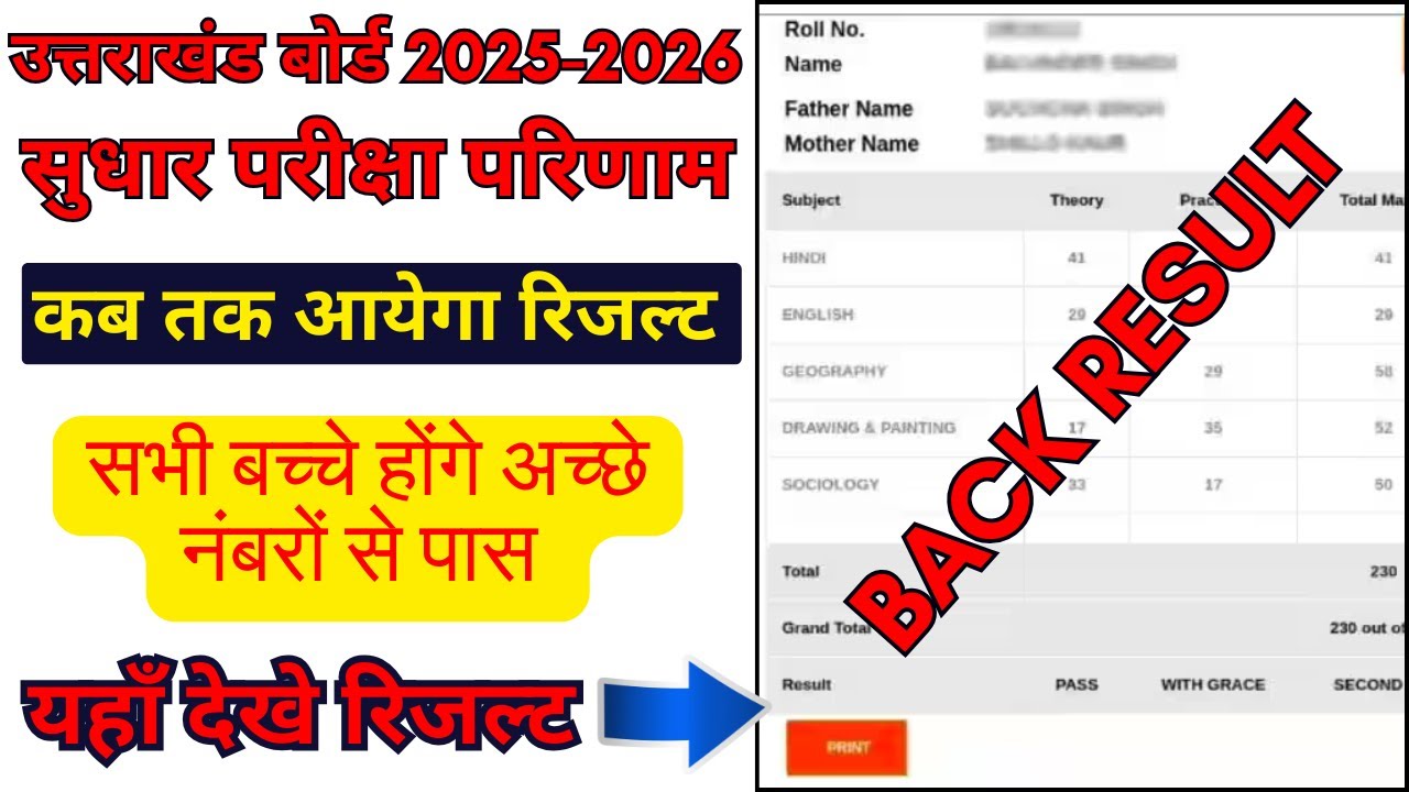 कब आयेगा बैक रिजल्ट 2025 |UK Board Back Result 2025| बैक रिजल्ट उत्तराखंड बोर्ड 2025 |