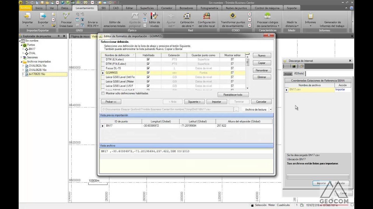 Descarga automatizada de datos GPS/GNSS desde software Trimble Business Center