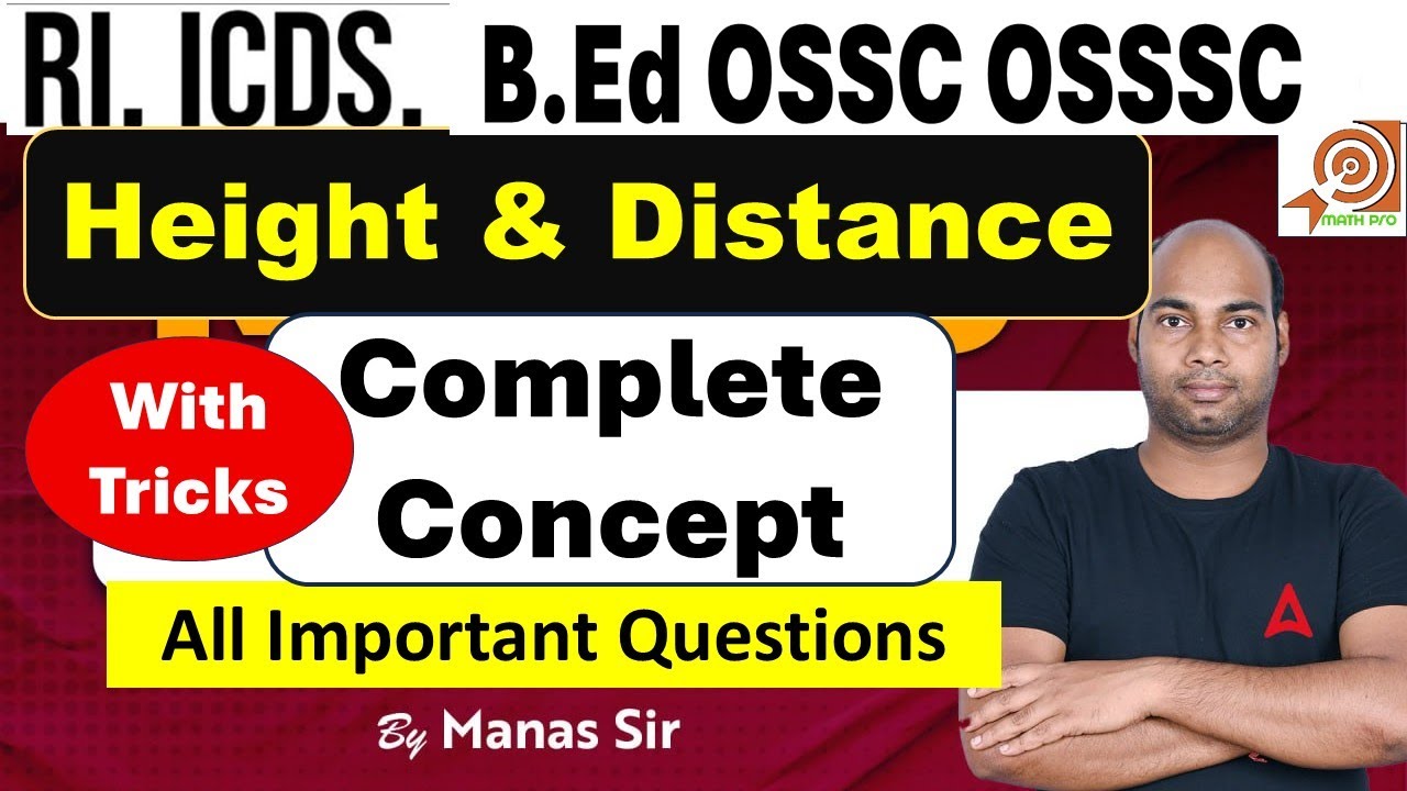 Height & Distance Trigonometry One Shot Class RI ICDS B.Ed ASO Mains by Math Pro by Manas Sir