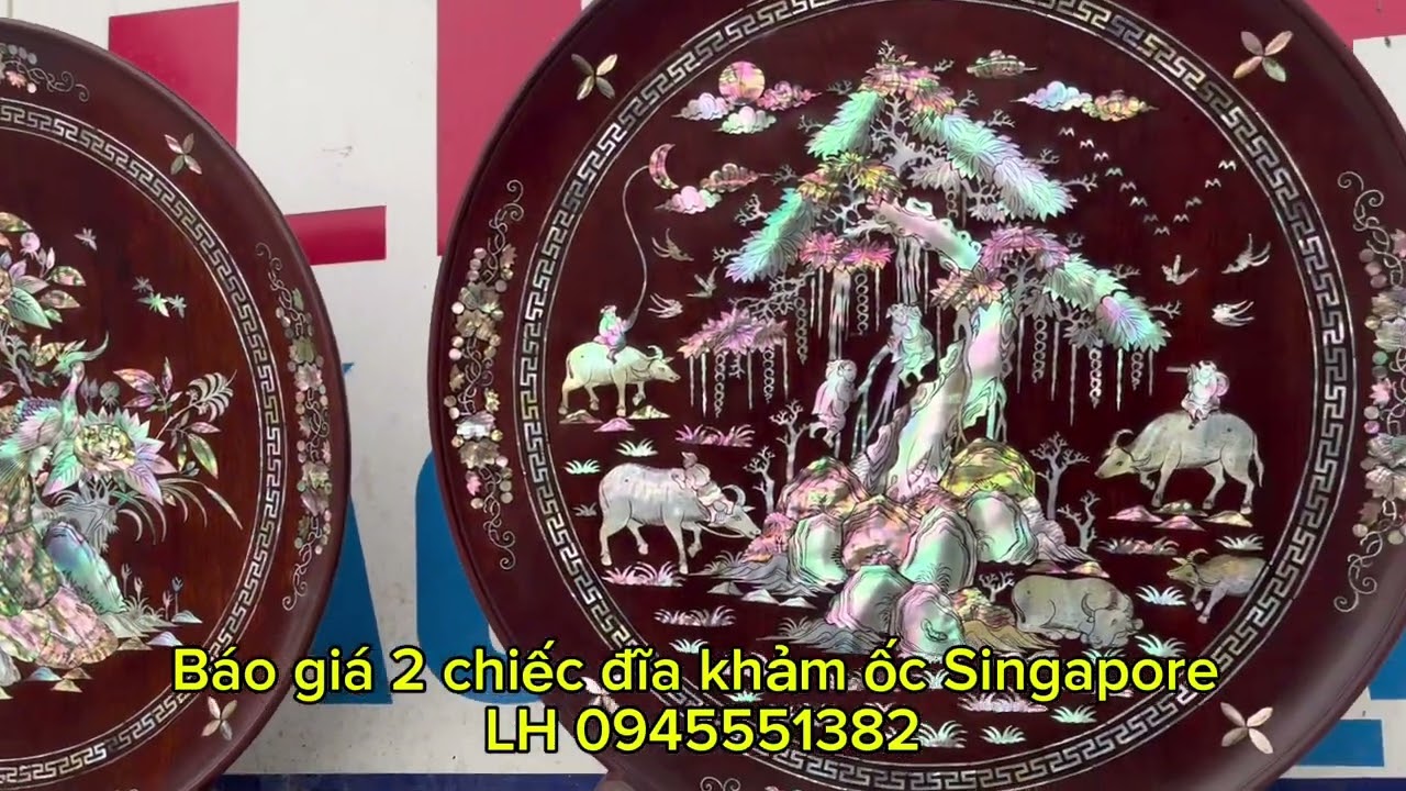 Báo giá 2 chiếc đĩa khảm ốc đường kính 39 cm giá 2 triệu 600 ngàn LH 0945551382