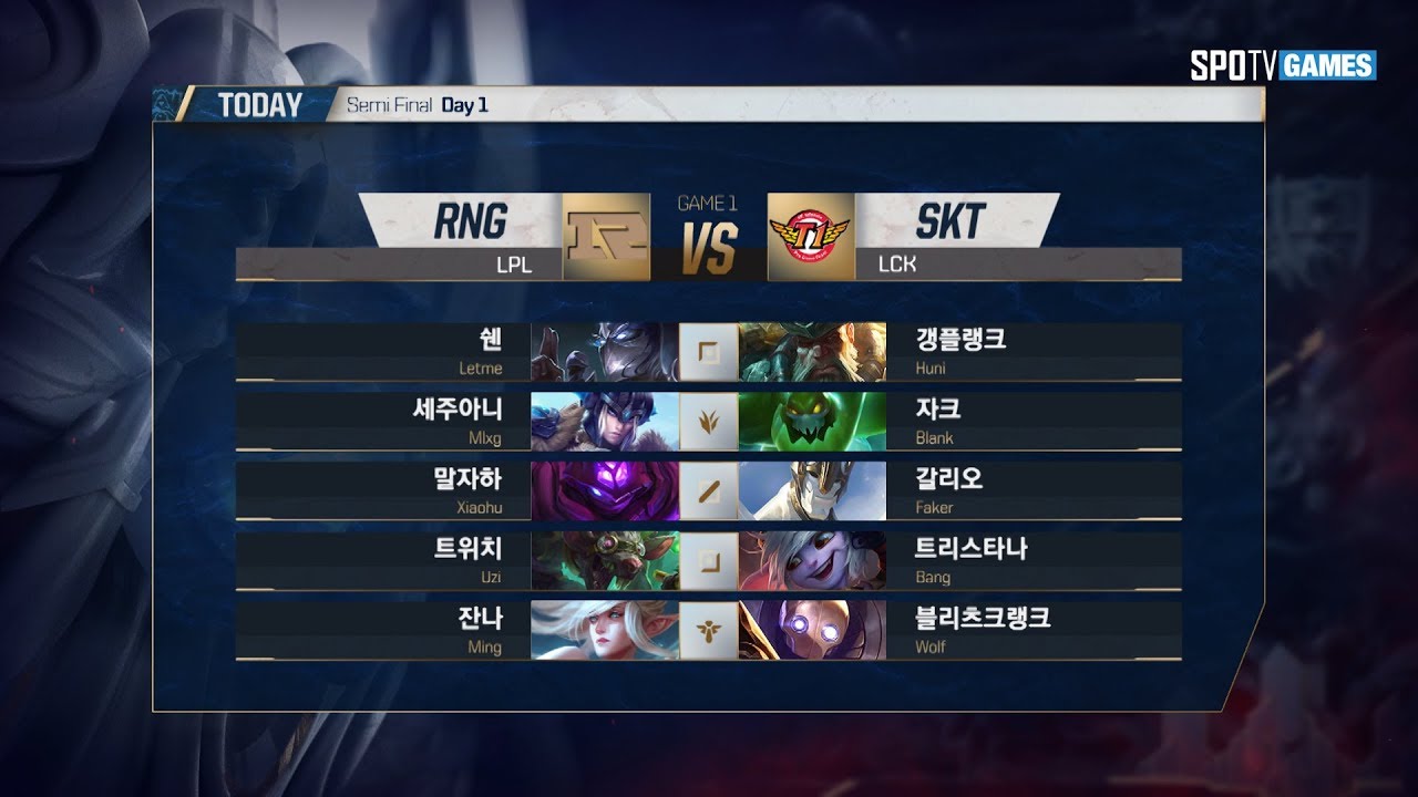 RNG vs SKT 4강 set 1 [17.10.28] 2017 LoL World Championship