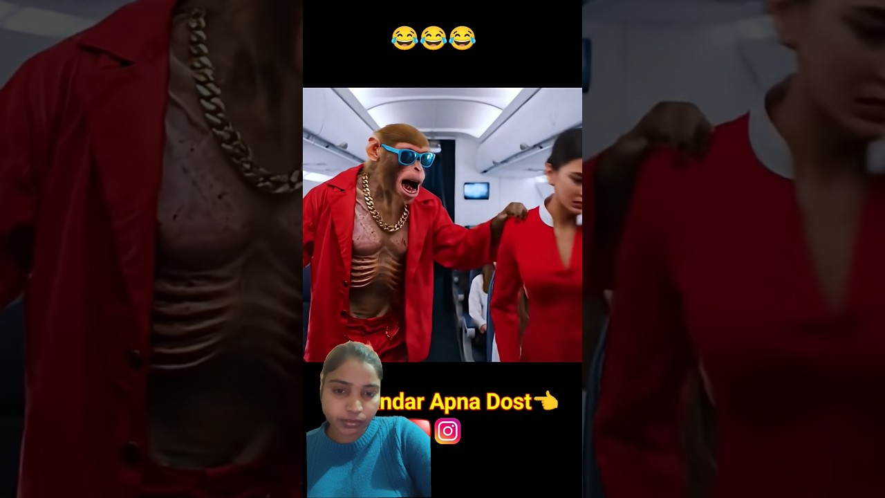 Flight Mein bandar ka lafra - Motku bhai aya Funny Monkey Video