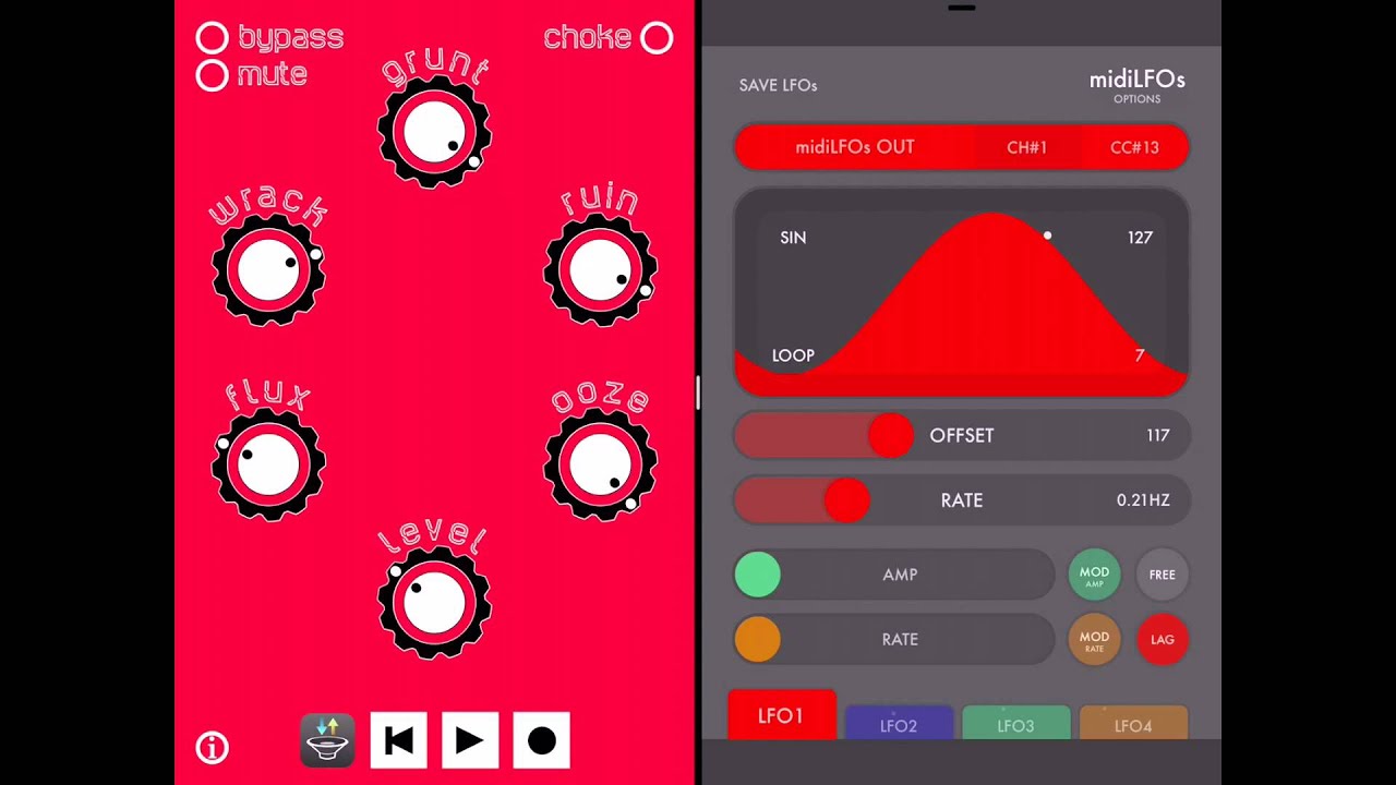 midiLFOs split screen multi-tasking demo