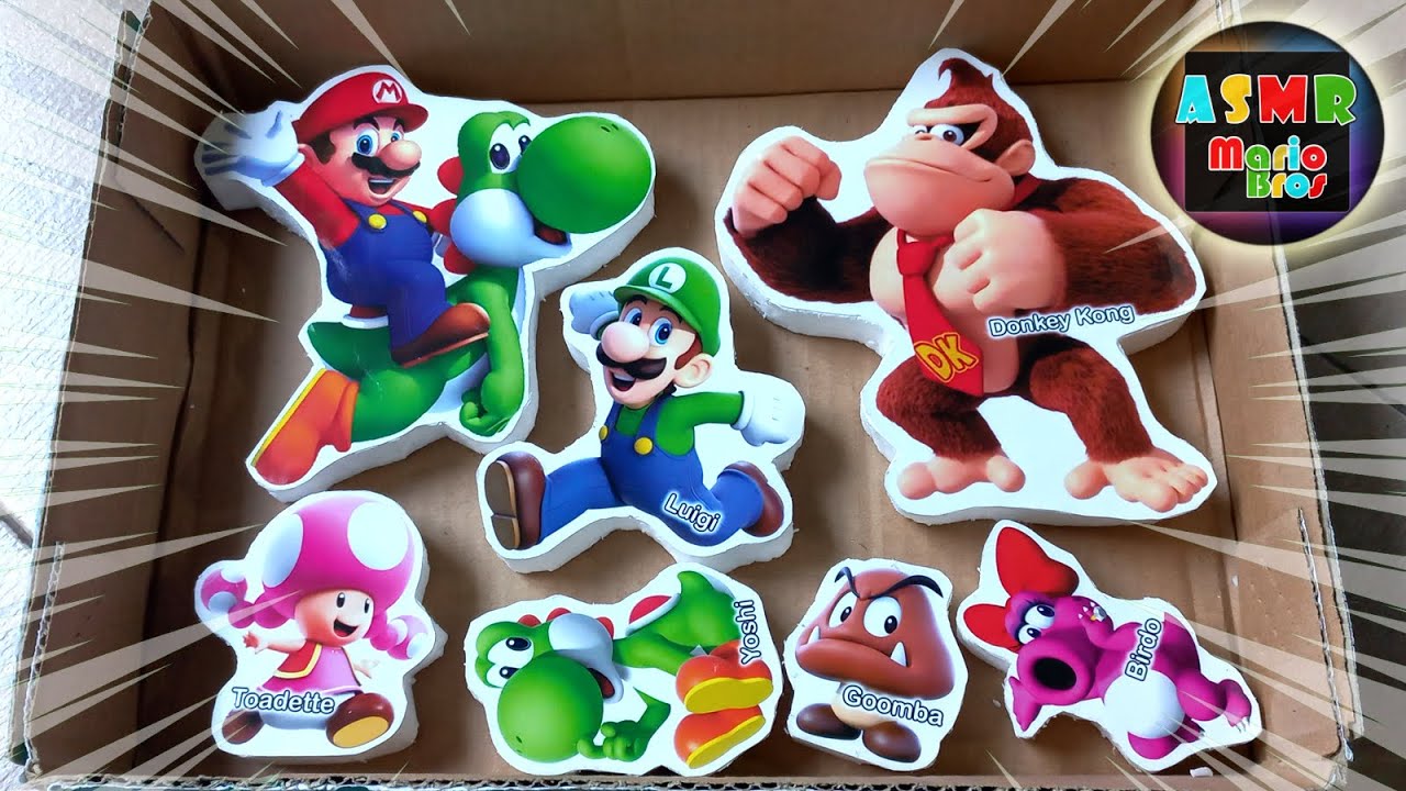 New Box Full of NEW Mario Bros v Luigi Rosalina Peach Falling asleep with Super Mario ASMR video