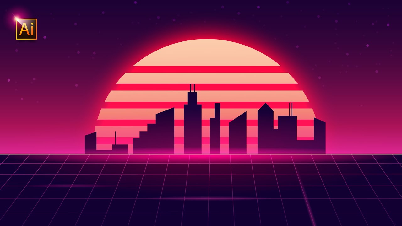 RETRO BACKGROUND 80s STYLE. TREND 2020. ADOBE ILLUSTRATOR TUTORIAL.
