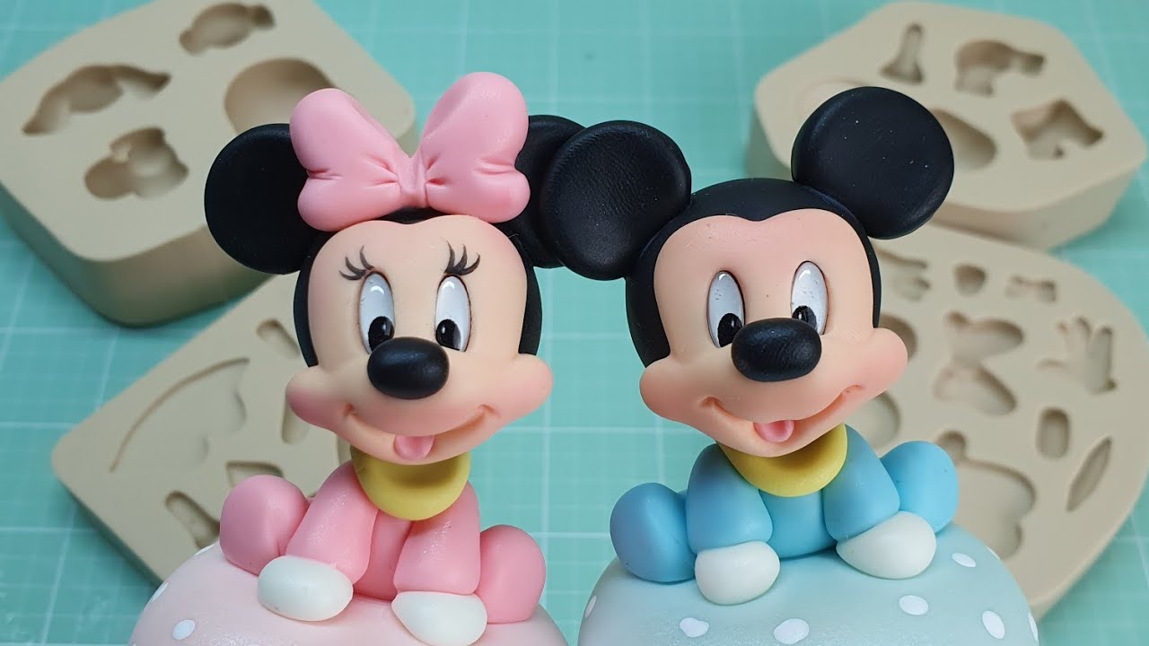 Lembrancinha de maternidade| Mickey e Minnie Baby em biscuit | Especial Simone Moldes