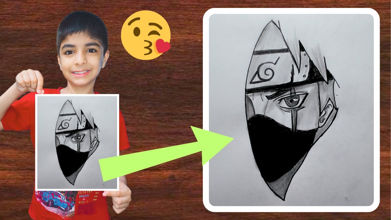 Kakashi drawing | How to draw Kakashi Hatake | Half face drawing | Naruto Shippuden | Anime drawing