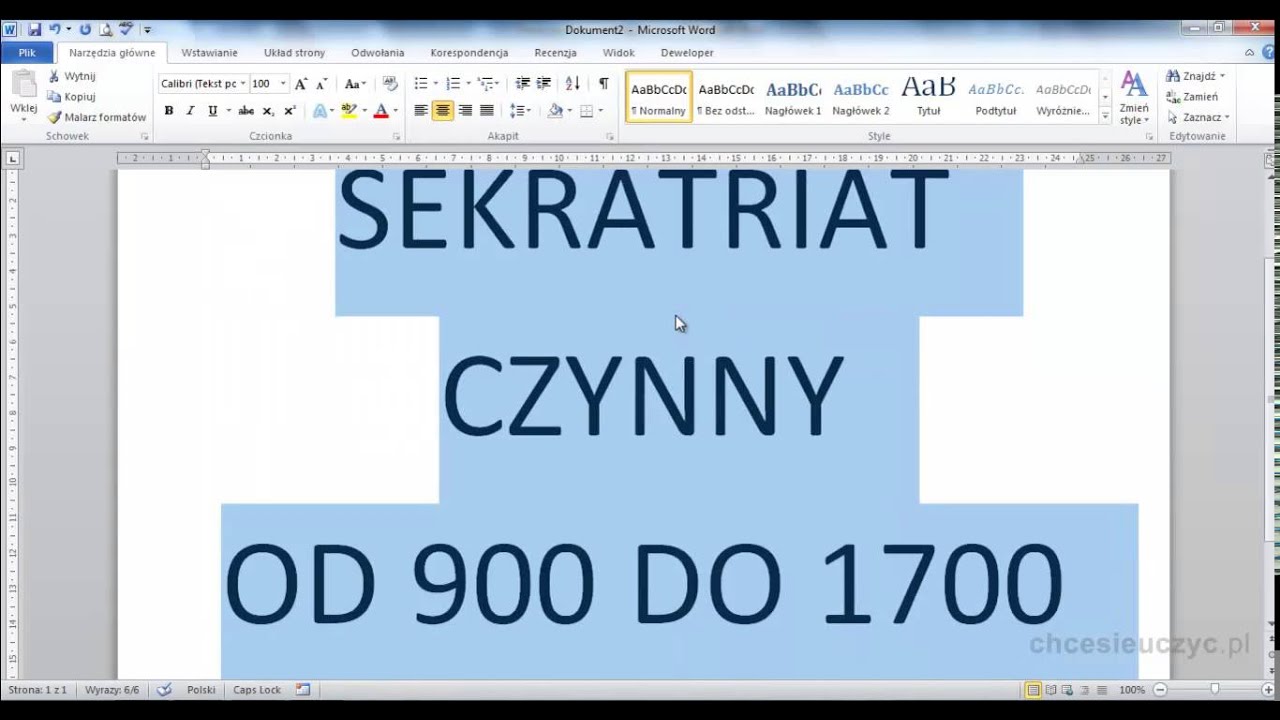 Kurs Microsoft Word 2010 Podstawowy - [lekcja #3.6] -  Zadanie 1