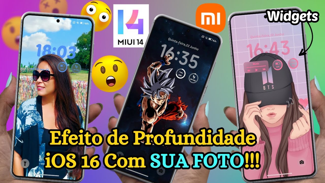 Nova Tela de Bloqueio com Efeito de PROFUNDIDADE iOS 16 no seu XIAOMI com SUA PRÓPRIA FOTO | MiUI 14