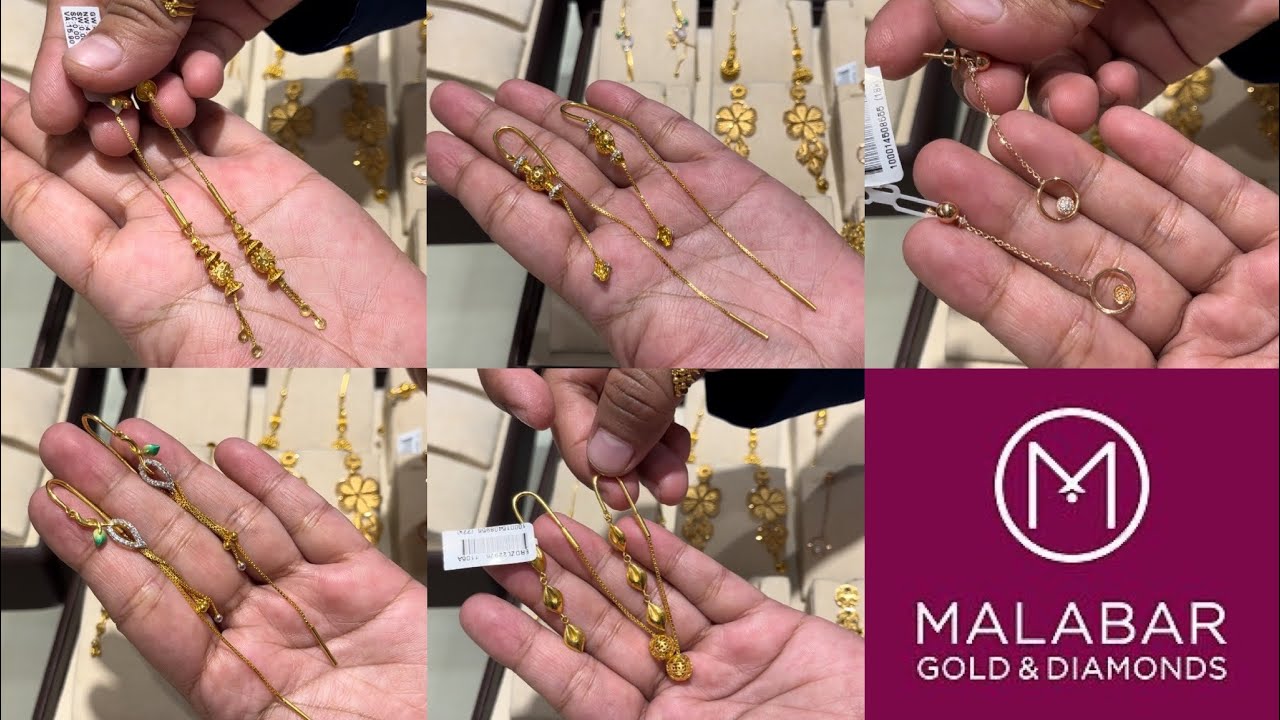 2024 New Gold Sui Dhaga Earrings Designs with Price 17,600₹ only starts from Malabar gold
