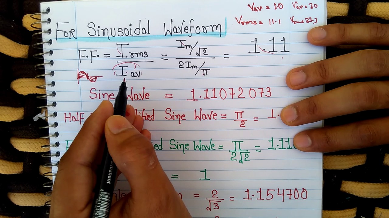 form factor and peak factor physical significance