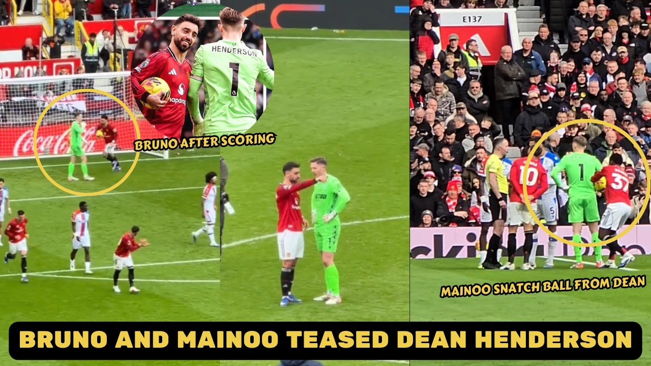 Бруно Фернандеш и Кобби Майну поддразнивали Дина Хендерсона во время его возвращения на «Олд Траф...