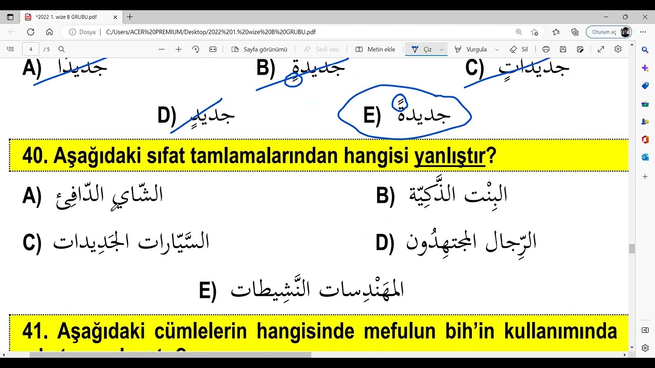 Esogü İlahiyat Hazırlık Arapça 1. Vize Nahiv Soruları Çözümü (25.11.2022 Cuma)