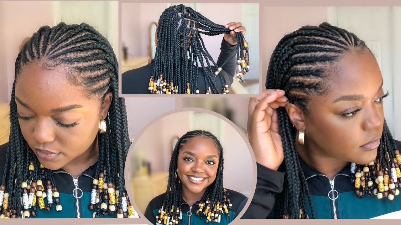 Recreating Pinterest Hairstyles Pt. 4 | Fulani Braids + Beads + Knotless Braids | Protective Style