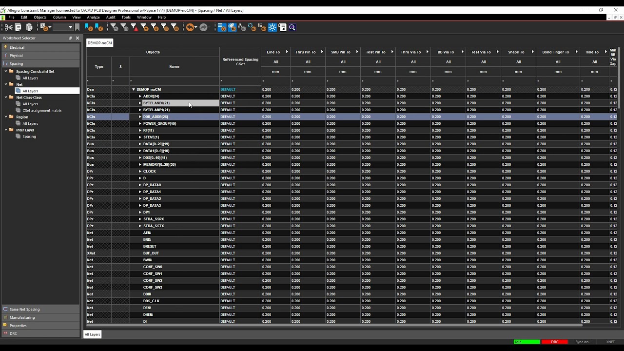 Cadence PCB Spacing Constraints