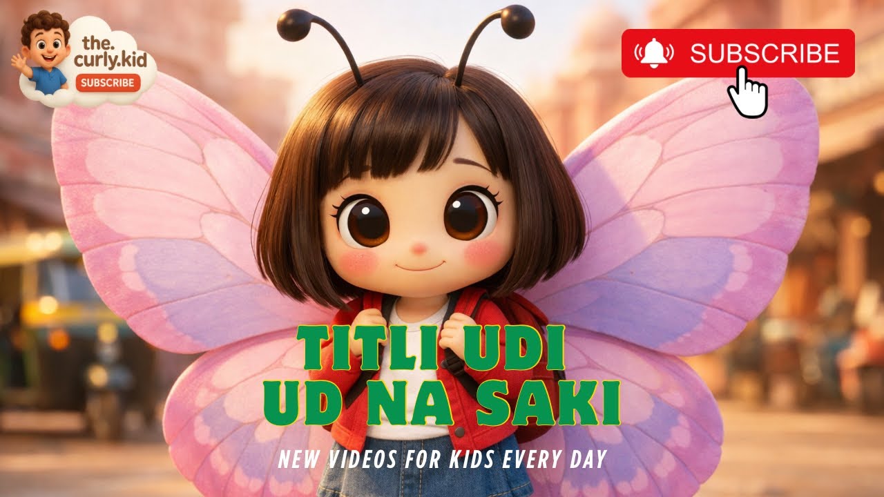 Titli Udi 🦋 | Hindi Kids Song | Cute Butterfly Travel Story | The Curly Kid
