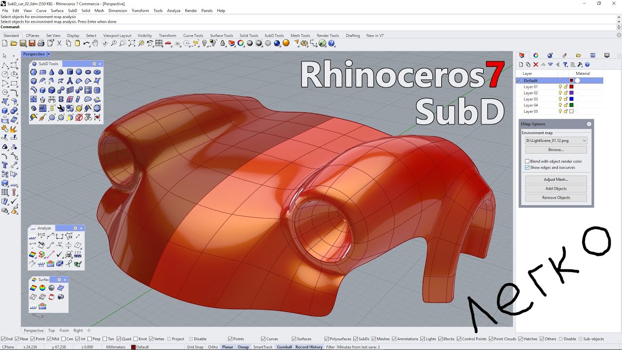 Как работать с полигонами SubD в Rhinoceros 7. часть 1
